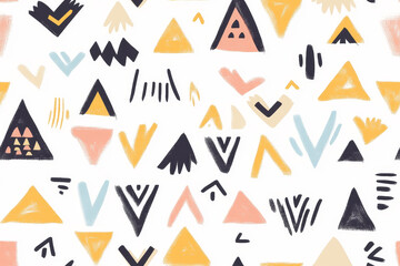 Wall Mural - seamless pattern with rich earthy tones featuring bold geometric and tribal designs