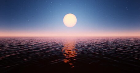 Wall Mural - wave sea beach and sunset sky abstract background. nature and summer concept. 3d render.