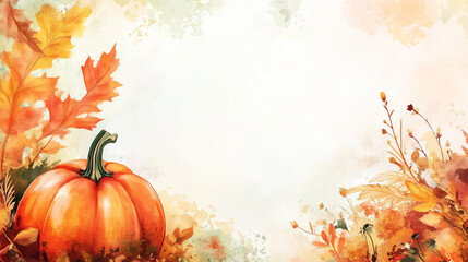 Wall Mural - Clip art background wallpaper of pumpkin and leaves