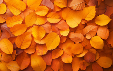 Wall Mural - Close-up of vibrant orange and yellow autumn leaves covering the ground