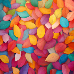 Wall Mural - Vibrant multicolored autumn leaves in a close-up pattern
