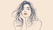 © Timeless Touch - Line art female avatar with a thinking expression, simple minimalistic design, petrol accents, white background.