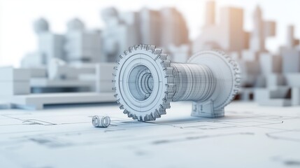 Futuristic Mechanical Engineering Blueprints and Software Code Integration - 3D Illustration