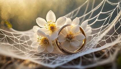 Canvas Print - wedding rings on a flower