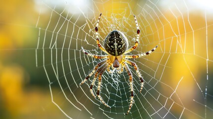 A spider weaving a web to catch flying insects.