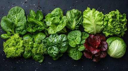 Canvas Print - Fresh and Vibrant Assortment of Greens for Healthy Cooking and Salads