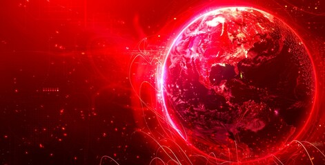 Wall Mural - a vibrant red planet with glowing edges is shown in this captivating image. the planet appears alive
