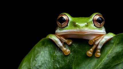 Isolated exotic macro wildlife tropical closeup green amphibian nature white animal frog