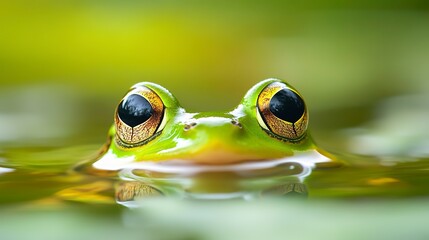 Wall Mural - Frog's head peeking out from water 