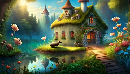 Canvas Print - fairy tale house