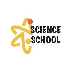 Wall Mural - Science School Label Sign. Vector Illustration of Emblem Education Object. Learn University Symbol Isolated over White Background.