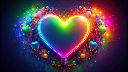 Vibrant heart glowing with colorful ideas , vibrant,heart, colorful, ideas, creativity, radiating, concept, energy