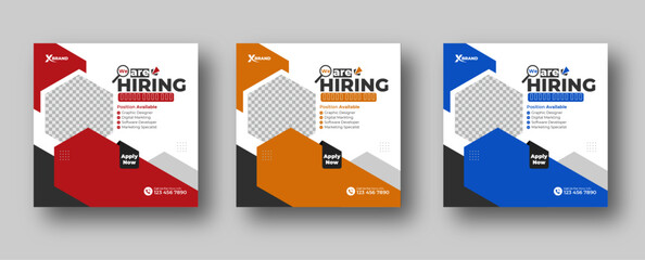 Wall Mural - we are hiring job vacancies social media posts or square web banner template design, vector hiring s