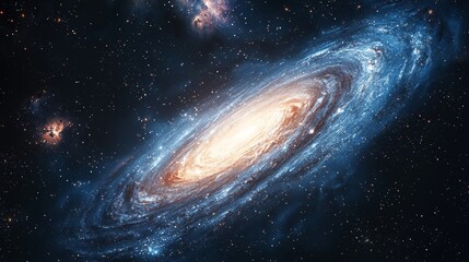 watercolor galaxy with stars for space and innovation-related presentations.