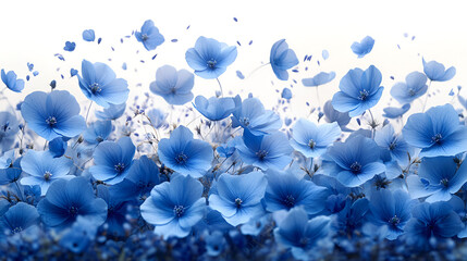 Sticker - Blue Flower Petals Falling, Elegant Floral Background