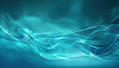 Wall Mural - abstract turquoise waves of light creating a dynamic and ethereal visual effect in a dark background