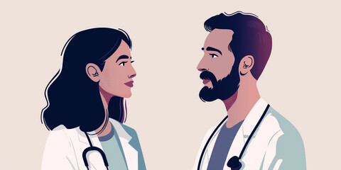 Illustration of Two Medical Professionals Having a Discussion