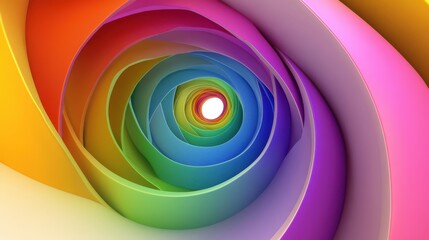 Wall Mural - Abstract spiral design vibrant rainbow colors empty white background