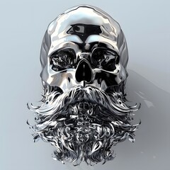 A detailed illustration of a skull with a full beard and mustache, exuding a dark yet intriguing vibe.