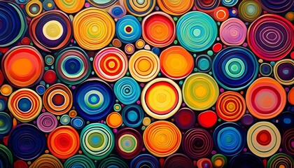 Wall Mural - Colorful circles decorate the packaging design, creating a vibrant and eye-catching pattern.