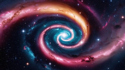 Wall Mural - Spiral Galaxy in Space with Bright Stars