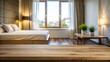 © Vibrant Visions Pixe - Table background of free space with a blurred bed in the background, table, background, free space, blurred, bed, interior, furniture