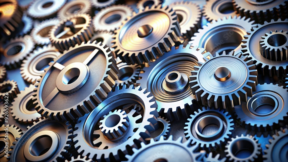 Engineering solutions illustrated with a close-up photo of cogwheels ...