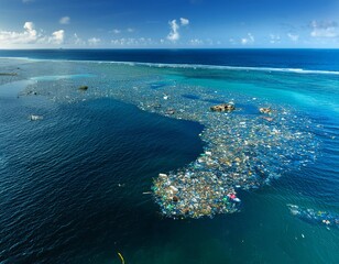 Wall Mural - The Pacific Ocean is home to a giant floating garbage dump, mostly made up of plastic, metals, and leftovers.