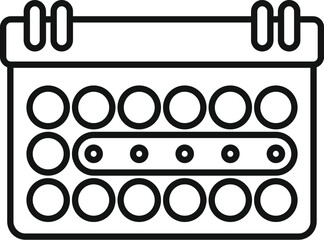 Sticker - Calendar showing week days with selected week icon, outline style