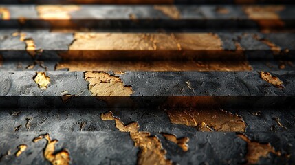 Close-up of black and gold textured surface.