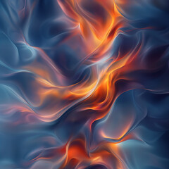 Wall Mural - abstract swirling patterns of orange and blue hues resembling flame and water dynamics