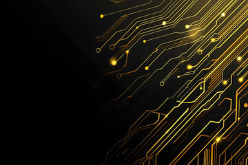 a modern abstract design featuring gold lines and dots representing network science and technology o