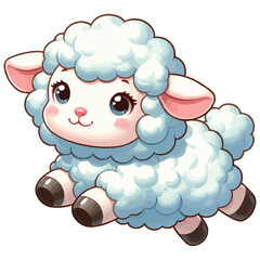 Wall Mural - Cute baby sheep cartoon jumping vector