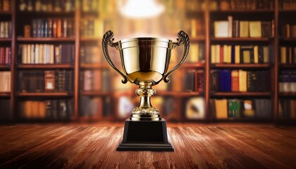 celebration trophy prize competition bokeh champion award cup gold library. generative ai.