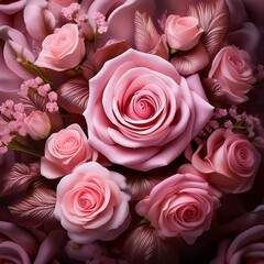 Sticker - Flora beauty garden pink bloom arrangement nature bouquet rose background valentine flower