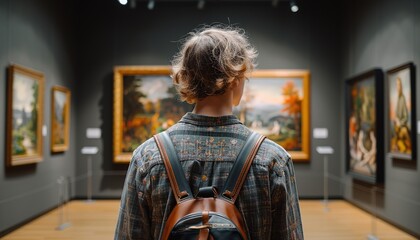 Wall Mural - Back of an adult person looking at renaissance style