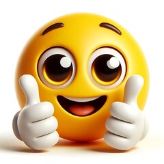 3d yellow emoji with thumbs up on white