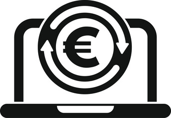 Wall Mural - this vector illustration depicts a laptop with a euro symbol, representing online money transfers an
