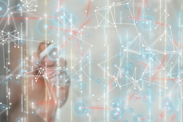 Canvas Print - neural network 3d illustration. big data and cybersecurity