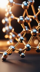 close-up molecular structure composed of spheres and cylinders.