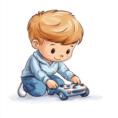 boy playing with toy car