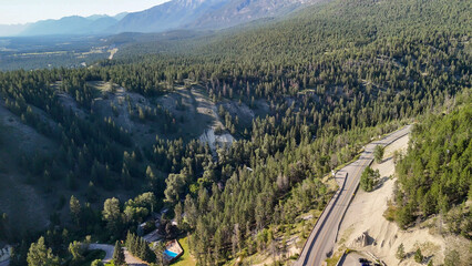 Sticker - Aerial view of Radium Hot Springs, Kootenay National Park