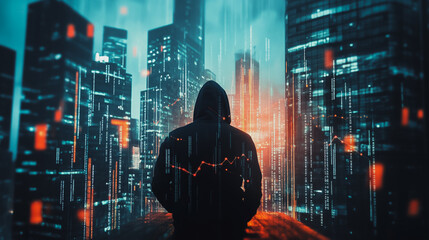 Hackers are planning to hack and attack Zeroday networks and cyber security systems in Smart digital city with connection network reciprocity over the cityscape . Concept of future smart wireless city