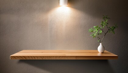 Wall Mural - Wooden Wall Shelf with Light