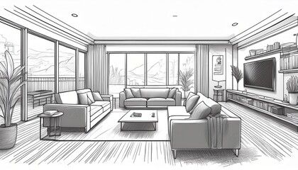 Wall Mural - Modern Home Interior Design Sketch