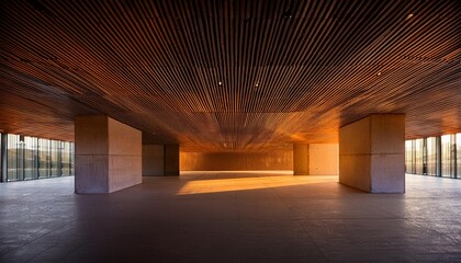 Wall Mural - Concrete Structure with Open Interior Illuminated by Warm Lights