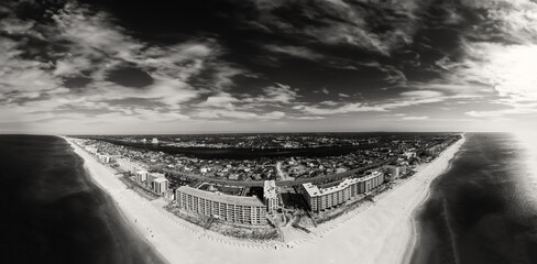 Poster - Panoramic aerial view of Fort Walton Beach at sunset, Florida