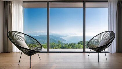 Wall Mural - Minimalist Interior Design with Modern Chair and a View