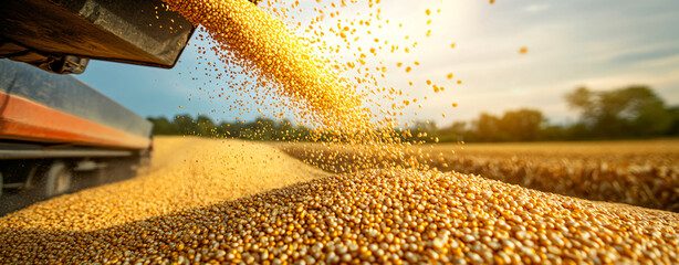 Wall Mural - Corn Harvest - Grain being Dumped from Truck.