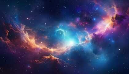 Wall Mural - cosmic nebula with stars and galaxy background in a mystical and infinite space